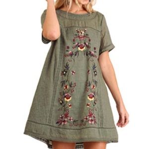 Umgee floral embroidered lace trim dress